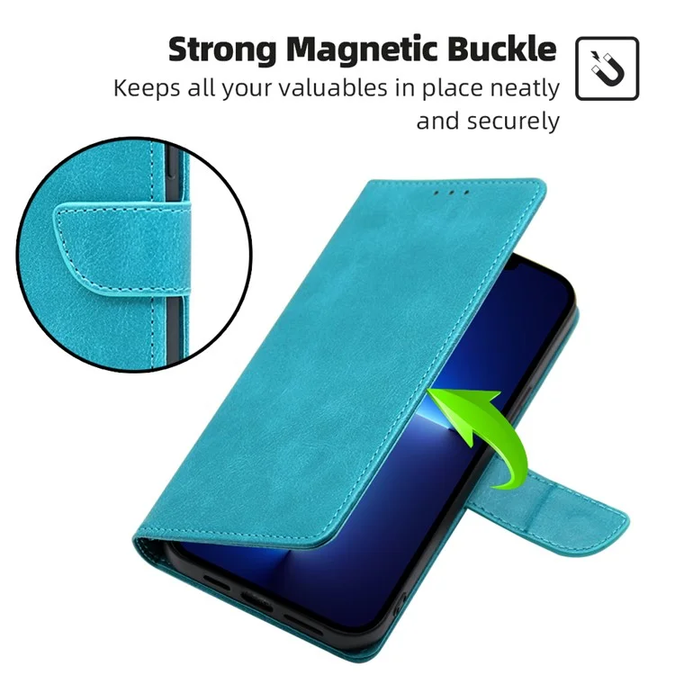 Für vivo Y78+ 5G PU-Leder-Flip-Cover Kalbsleder-Textur Wallet Stand Magnetischer Schutzhülle - Baby Blue