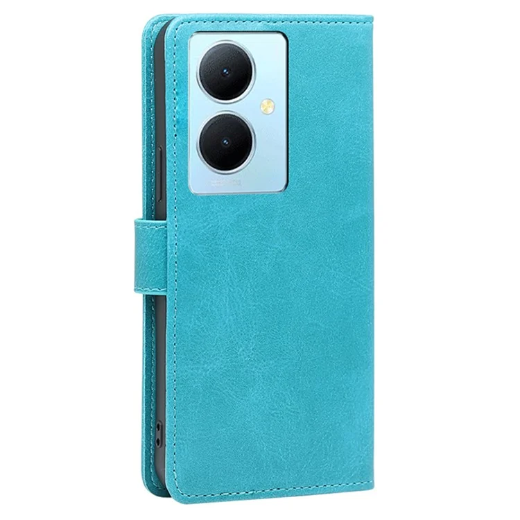 Für vivo Y78+ 5G PU-Leder-Flip-Cover Kalbsleder-Textur Wallet Stand Magnetischer Schutzhülle - Baby Blue