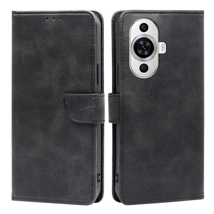 Pour Huawei nova 11 / nova 12s 4G / nova 12 Lite 4G Étui de téléphone en cuir PU Flip Folio Wallet Stand Calf Texture Cover - Noir