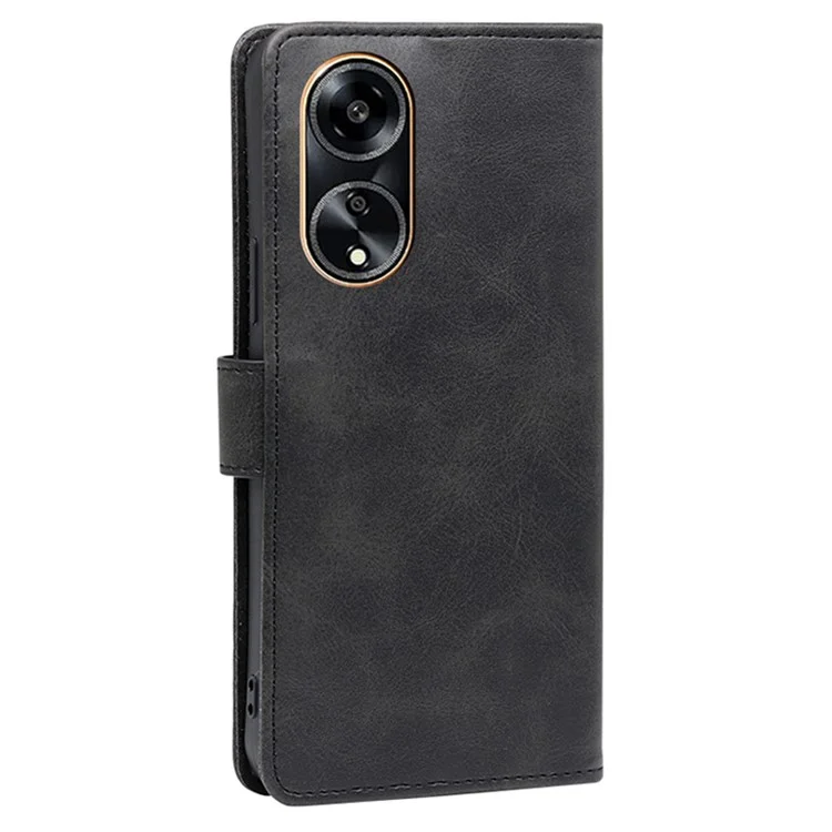 Pour Oppo A1 5G / A98 5G / F23 5G Flip Stand Housse en cuir PU Texture Veau Pochette Étui Téléphone - Noir