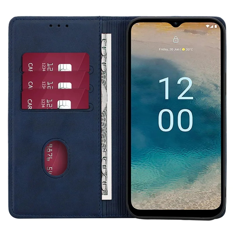 For Nokia G11 Plus 4G Leather Phone Case Calf Texture Phone Cover with Stand Wallet - Sapphire