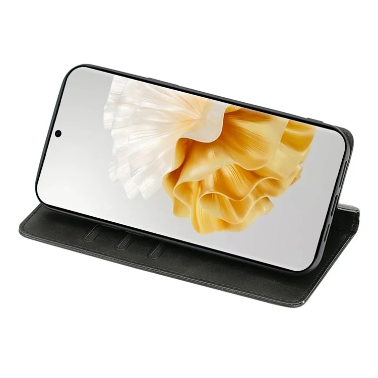 For Huawei nova 11 Pro / nova 11 Ultra Phone Wallet Case PU Leather Calf Texture Phone Stand Cover - Black