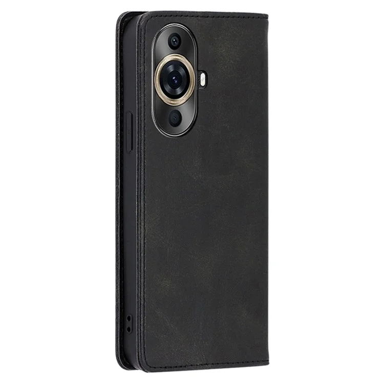 For Huawei nova 11 Pro / nova 11 Ultra Phone Wallet Case PU Leather Calf Texture Phone Stand Cover - Black