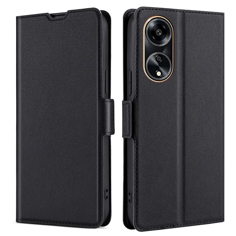 Für Oppo A1 5G / A98 5G / F23 5G Kartensteckplatz Handyhülle aus PU-Leder mit Ständer und Stoßschutz - Schwarz