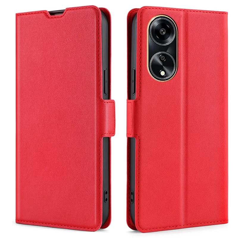 Capa para Telemóvel com Ranhura para Cartões para Oppo A1 5G / A98 5G / F23 5G, Capa Protetora em Pele Sintética com Suporte e Proteção contra Choques - Vermelho