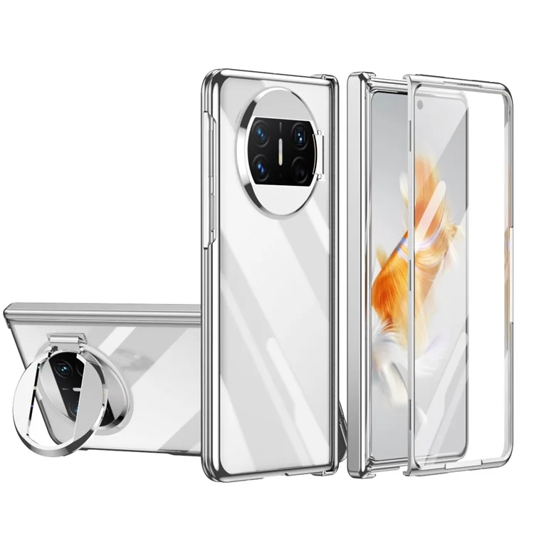 Für Huawei Mate X3 5G Phantom Series Scharnierschutz Handyhülle Kickstand PC-Abdeckung mit Gehärtetem Glasfilm - Silber