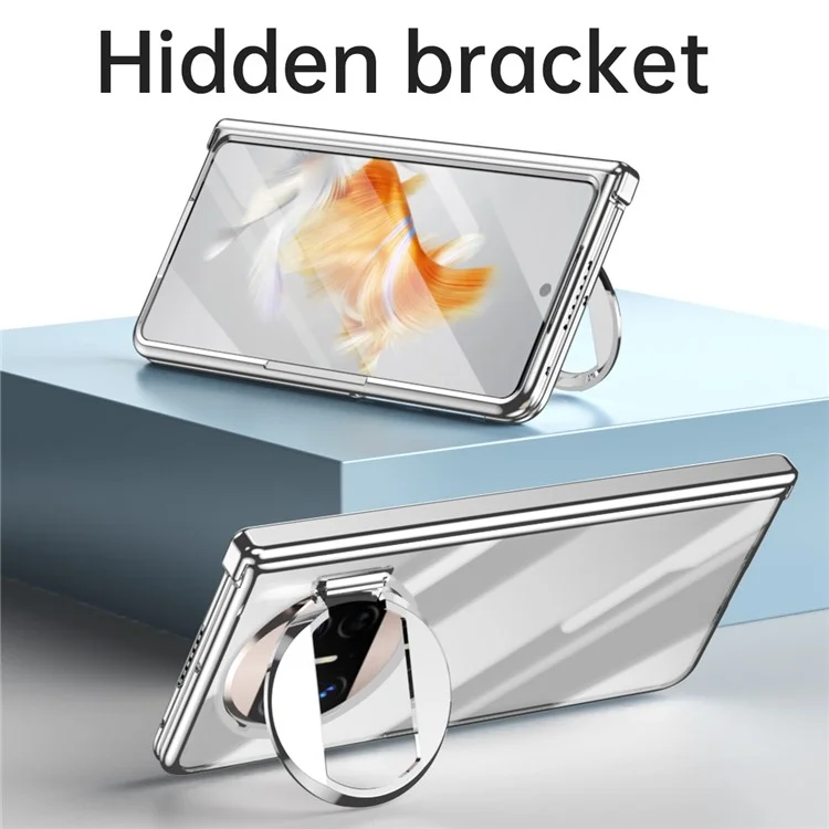 Für Huawei Mate X3 5G Phantom Series Scharnierschutz Handyhülle Kickstand PC-Abdeckung mit Gehärtetem Glasfilm - Silber