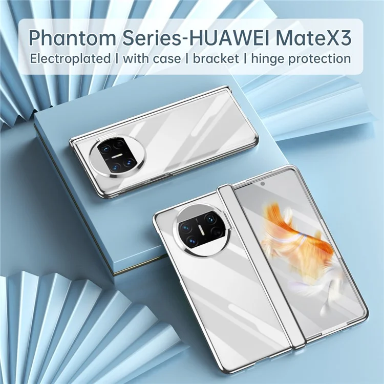 Für Huawei Mate X3 5G Phantom Series Scharnierschutz Handyhülle Kickstand PC-Abdeckung mit Gehärtetem Glasfilm - Silber