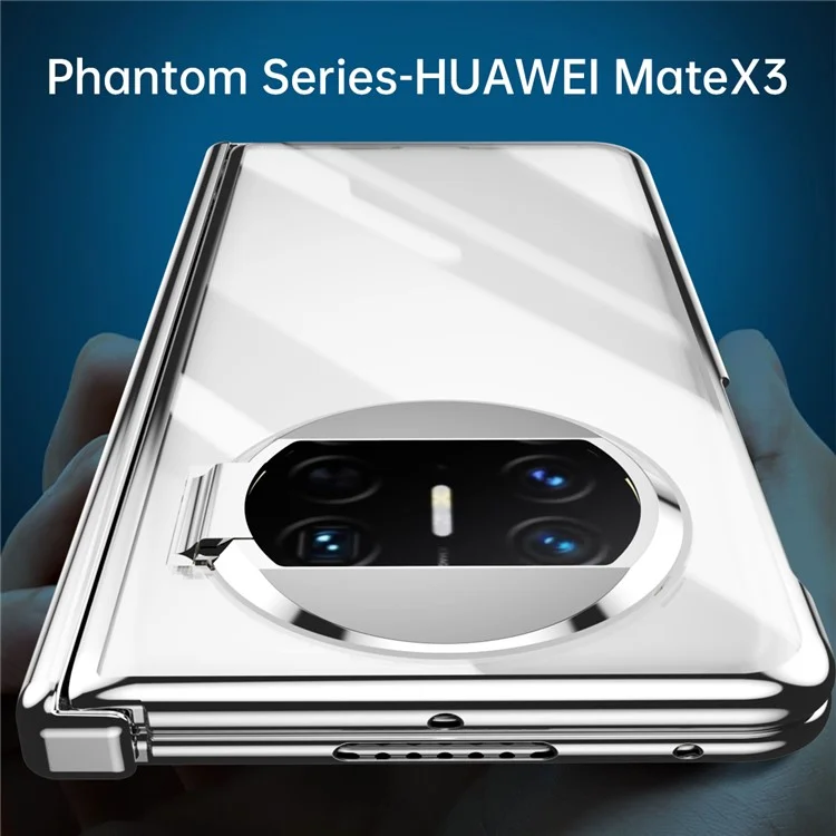 Für Huawei Mate X3 5G Phantom Series Scharnierschutz Handyhülle Kickstand PC-Abdeckung mit Gehärtetem Glasfilm - Silber