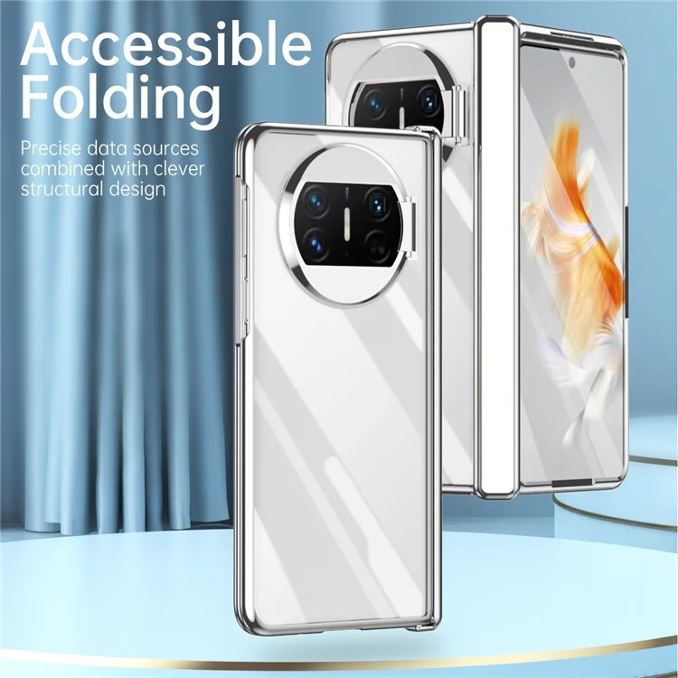 Für Huawei Mate X3 5G Phantom Series Scharnierschutz Handyhülle Kickstand PC-Abdeckung mit Gehärtetem Glasfilm - Silber