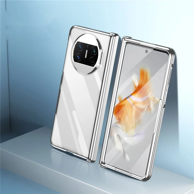 Für Huawei Mate X3 5G Phantom Series Scharnierschutz Handyhülle Kickstand PC-Abdeckung mit Gehärtetem Glasfilm - Silber