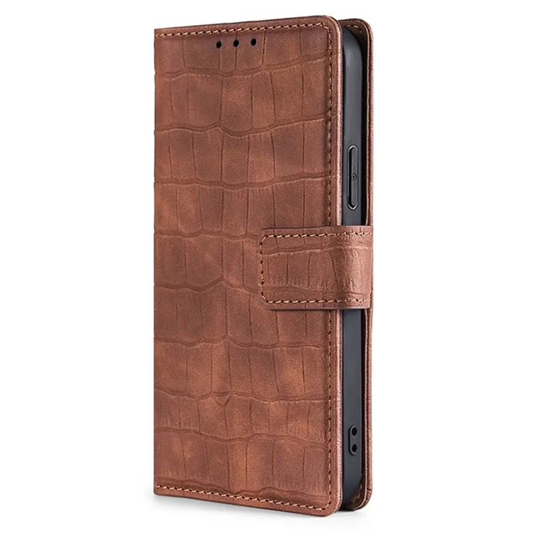 Para Xiaomi 13 Ultra Flip Phone Case Crocodile Texture PU Leather Skin-touch Wallet Stand Cover - Marrom