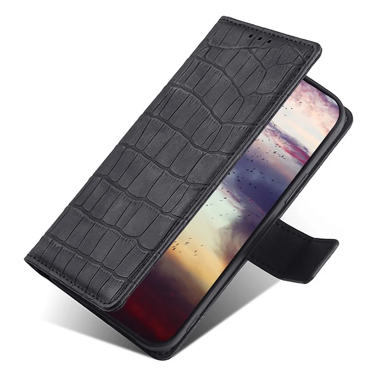Per OnePlus Nord CE 3 Lite 5G / Nord N30 5G Custodia in pelle PU con texture coccodrillo - Sensazione di tocco, supporto a portafoglio, Nero