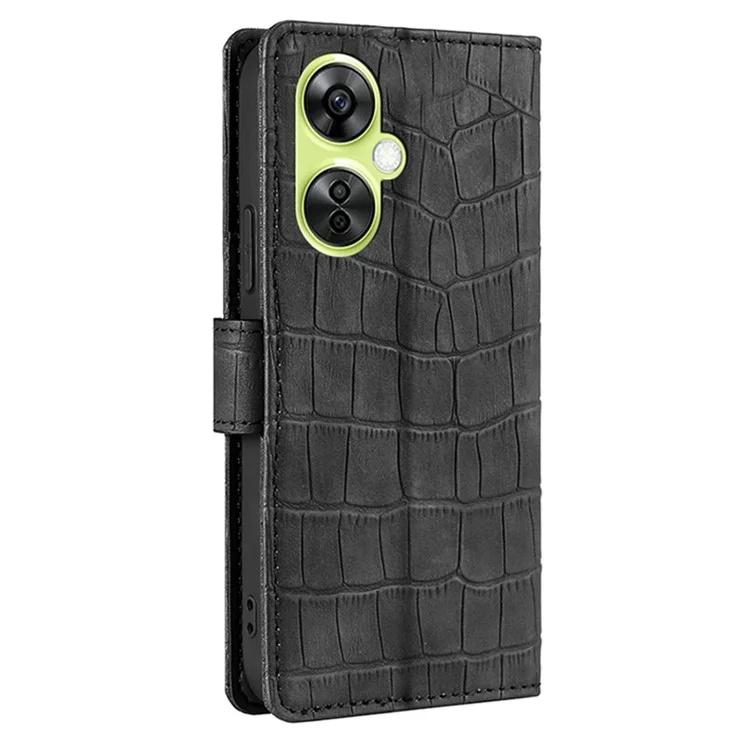 Per OnePlus Nord CE 3 Lite 5G / Nord N30 5G Custodia in pelle PU con texture coccodrillo - Sensazione di tocco, supporto a portafoglio, Nero