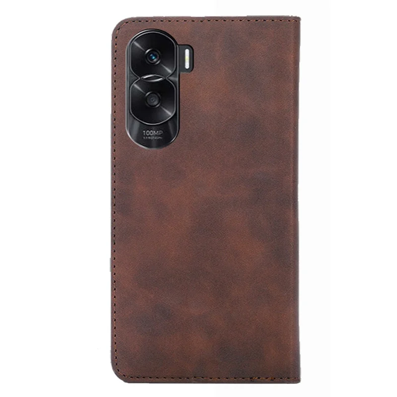 Capa de Telemóvel de Pele PU com Suporte para Cartões para Honor X50i 5G / 90 Lite 5G, Capa de Abrir com Toque Suave - Castanho Escuro