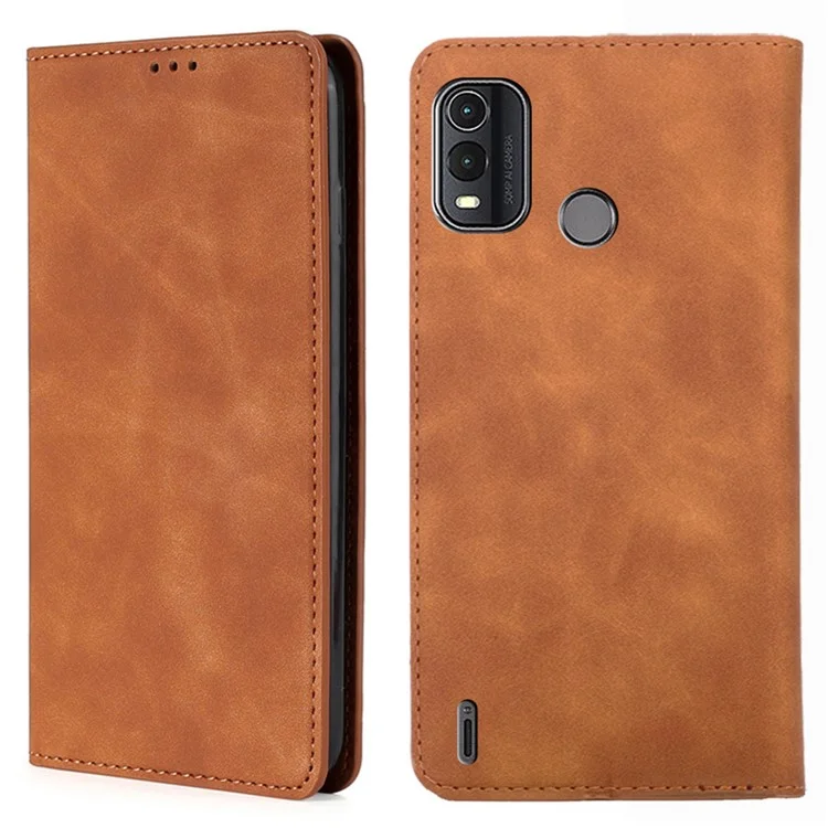 Для Nokia G11 Plus 4G кожаный чехол для телефона с держателем для карт - Touch Feeling Phone Case - Light Brown