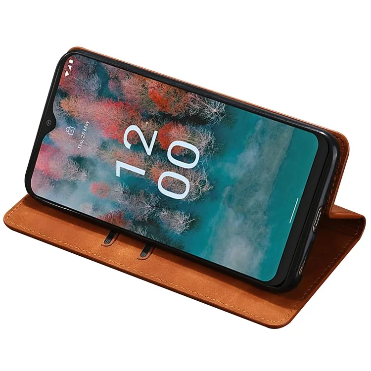 Для Nokia G11 Plus 4G кожаный чехол для телефона с держателем для карт - Touch Feeling Phone Case - Light Brown
