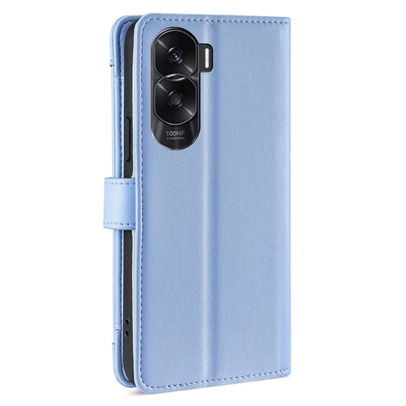 Leather Phone Cover for Honor X50i 5G / 90 Lite 5G Folio Flip Stand Wallet Case with Zipper Pocket - Blue