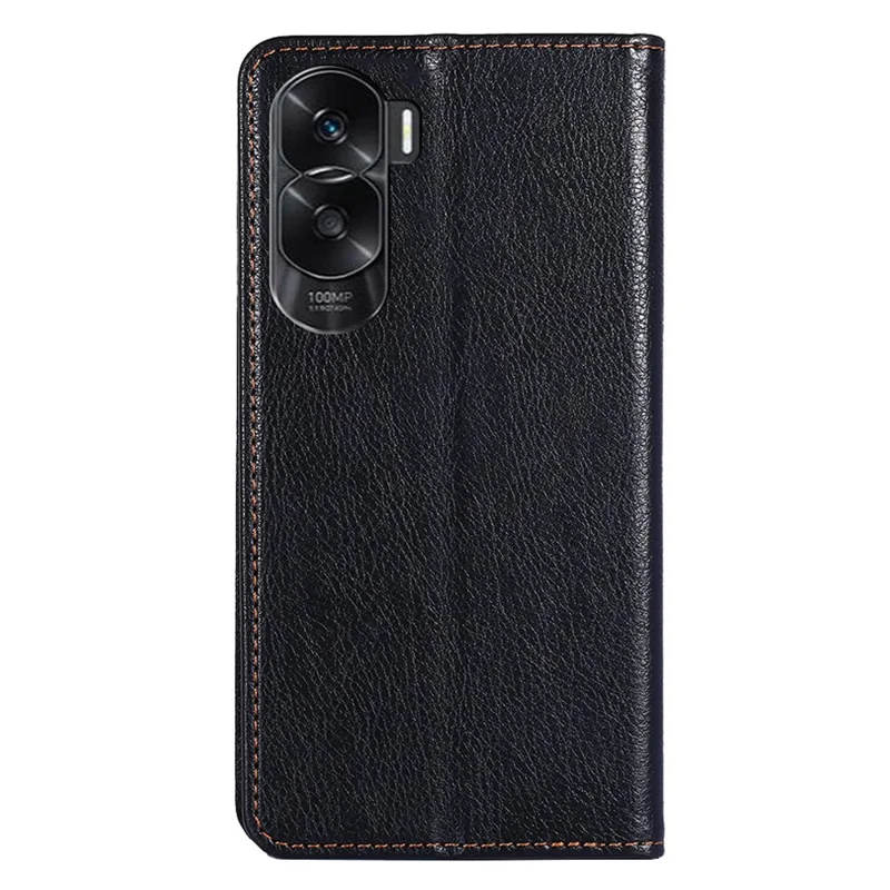For Honor X50i 5G / 90 Lite 5G Leather Wallet Case Stand Magnetic Closure Solid Color Phone Cover - Black