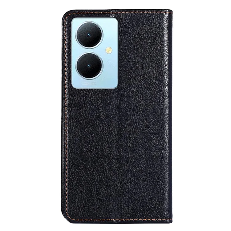 Pour vivo Y78+ 5G Solid Color Wallet PU Leather Case Stand Magnetic Closure Phone Cover - Noir
