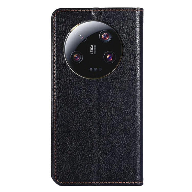Для Xiaomi 13 Ultra Чехол-бумажник для телефона из искусственной кожи, одноцветный, с магнитным закрытием и подставкой - черный