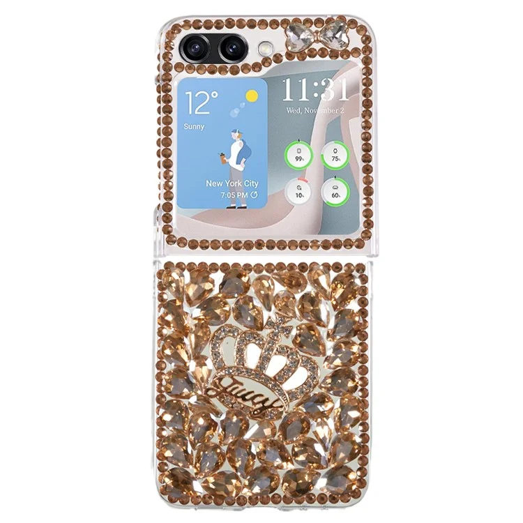 Per Samsung Galaxy Z Flip5 5G Custodia per telefono Case 2-Pezzo Design Decorazione Rhinestone Hard PC Phone Shell - Corona