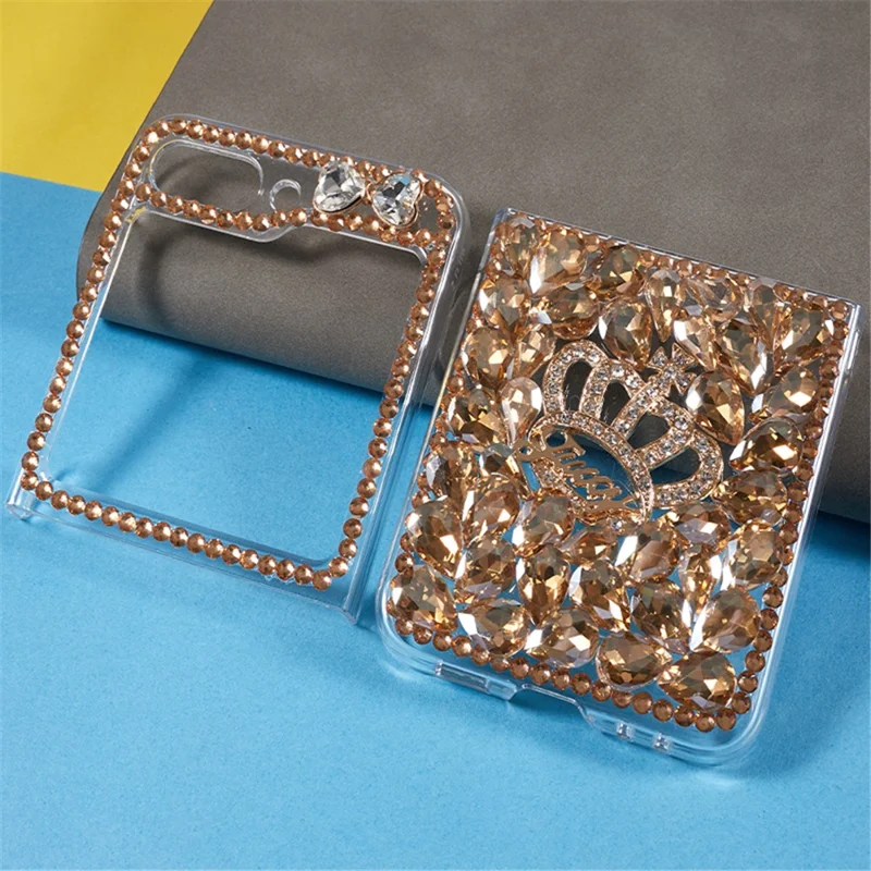 Per Samsung Galaxy Z Flip5 5G Custodia per telefono Case 2-Pezzo Design Decorazione Rhinestone Hard PC Phone Shell - Corona