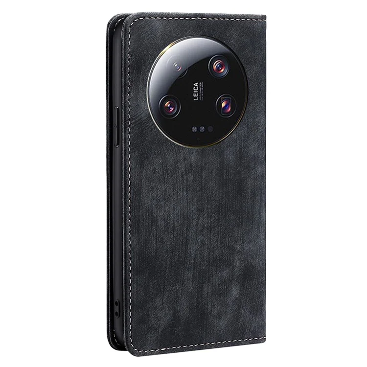 Для Xiaomi 13 Ultra RFID Blocking Wallet Phone Case PU Leather Stand Cell Phone Cover - Black
