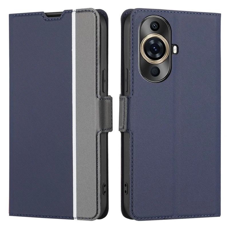 For Huawei nova 11 Pro / nova 11 Ultra Mobile Phone Case Twill Texture Card Holder Stand PU Leather Phone Cover - Blue