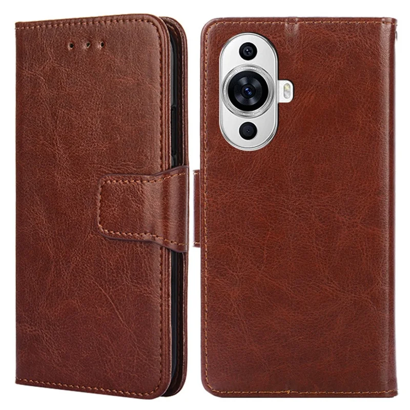 For Huawei nova 11 / nova 12s 4G / nova 12 Lite 4G Anti-Fingerprint Phone Cover Textured Leather Wallet Stand Cell Phone Case - Brown