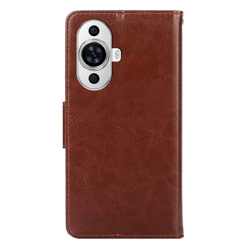 For Huawei nova 11 / nova 12s 4G / nova 12 Lite 4G Anti-Fingerprint Phone Cover Textured Leather Wallet Stand Cell Phone Case - Brown