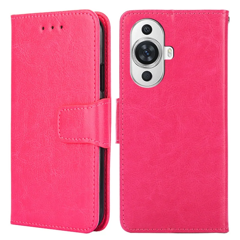 For Huawei nova 11 / nova 12s 4G / nova 12 Lite 4G Anti-Fingerprint Phone Cover Textured Leather Wallet Stand Cell Phone Case - Rose