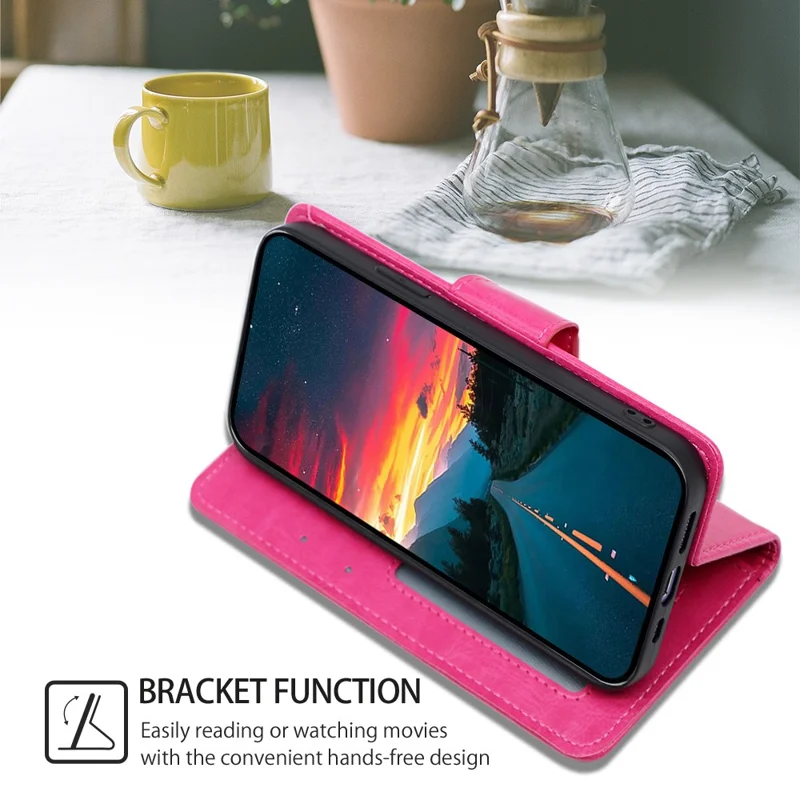 For Huawei nova 11 / nova 12s 4G / nova 12 Lite 4G Anti-Fingerprint Phone Cover Textured Leather Wallet Stand Cell Phone Case - Rose
