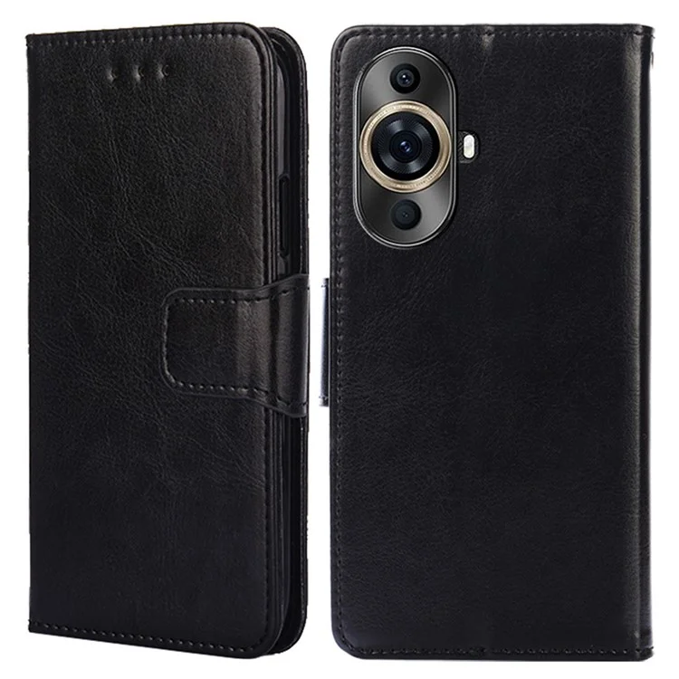 For Huawei nova 11 Pro / nova 11 Ultra Textured Leather Wallet Stand Cover Shockproof Phone Case - Black