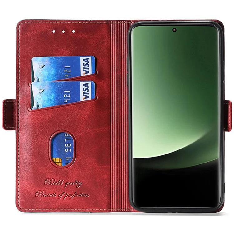 Per Xiaomi 13 Ultra Custodia in pelle PU a libro, Contrasto di colore, Portafoglio, Custodia per telefono - Rosso+Nero