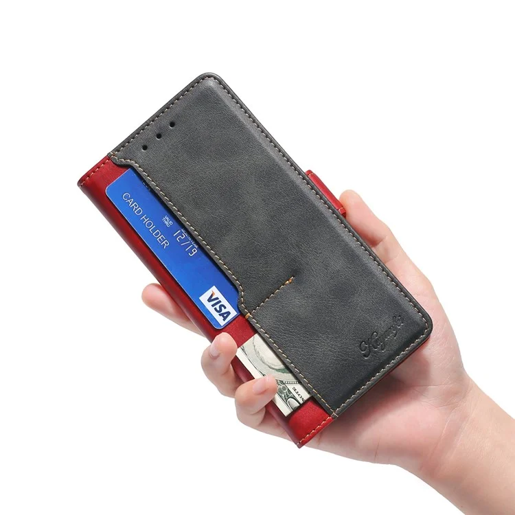 Per Xiaomi 13 Ultra Custodia in pelle PU a libro, Contrasto di colore, Portafoglio, Custodia per telefono - Rosso+Nero