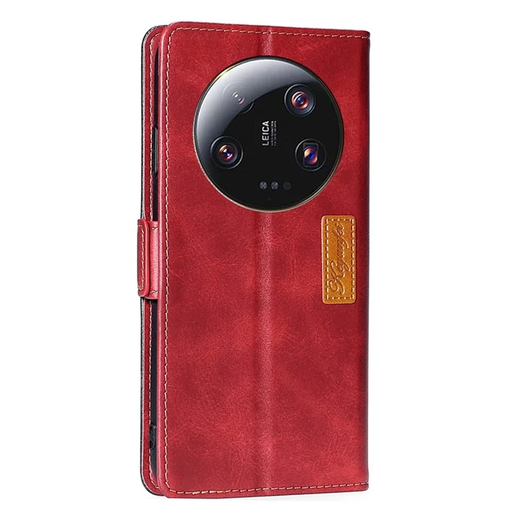 Per Xiaomi 13 Ultra Custodia in pelle PU a libro, Contrasto di colore, Portafoglio, Custodia per telefono - Rosso+Nero