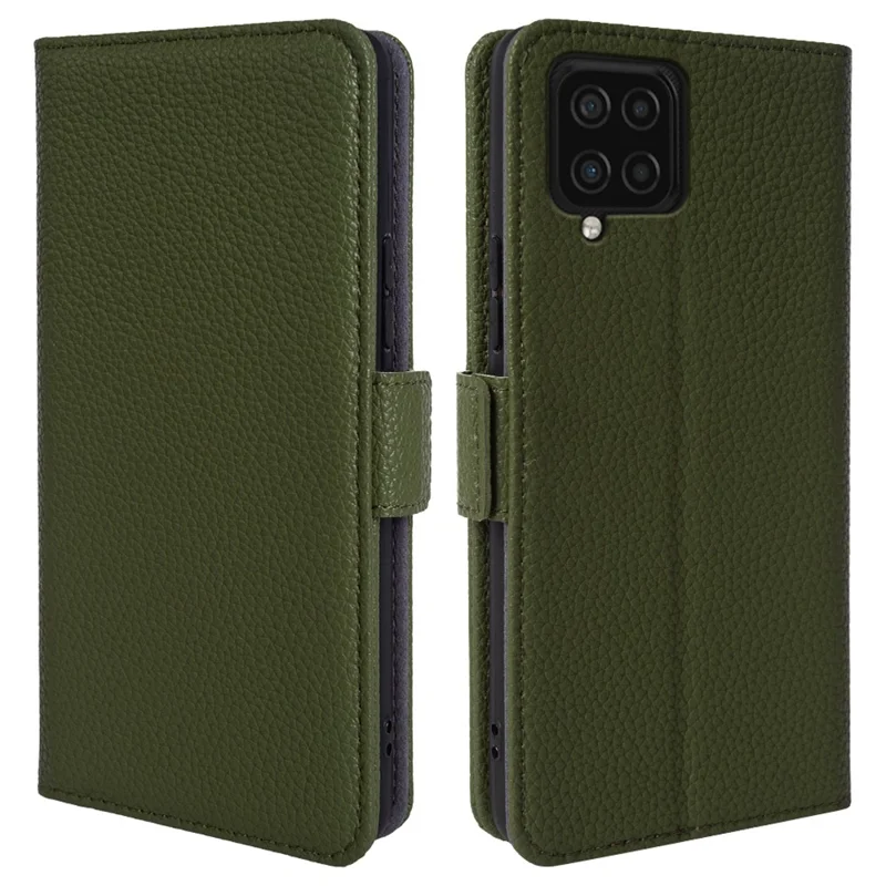 Para Samsung Galaxy F22 Otoño Proof Genuine Cool Soport Cover Cover Litchi Textura Billetera Caja de Teléfono - Verde