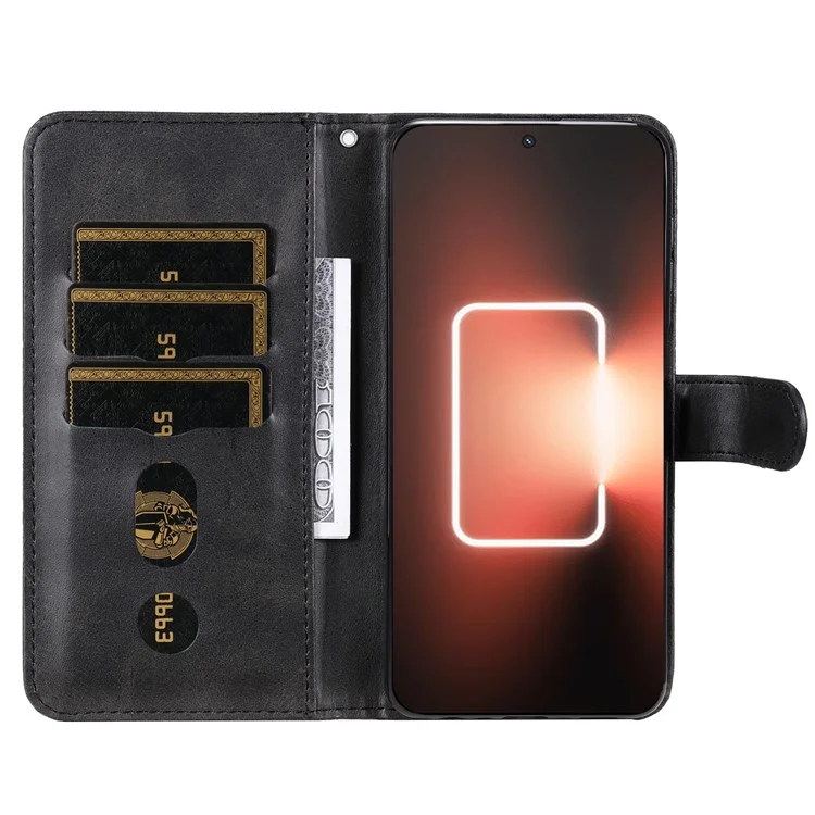 For Realme GT Neo 5 5G / GT3 5G PU Leather Phone Case Calf Texture Zipper Pocket Stand Shell Wallet Phone Cover - Black