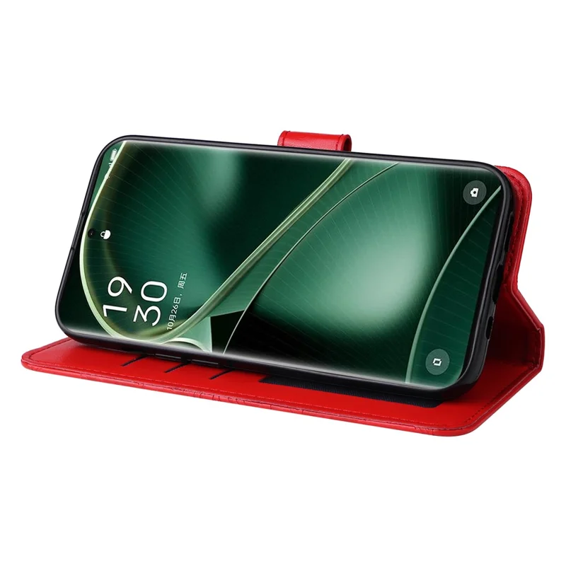 For Oppo Find X6 Full Protection Phone Cover PU Leather Wallet Sunflower Imprinted Stand Case - Red