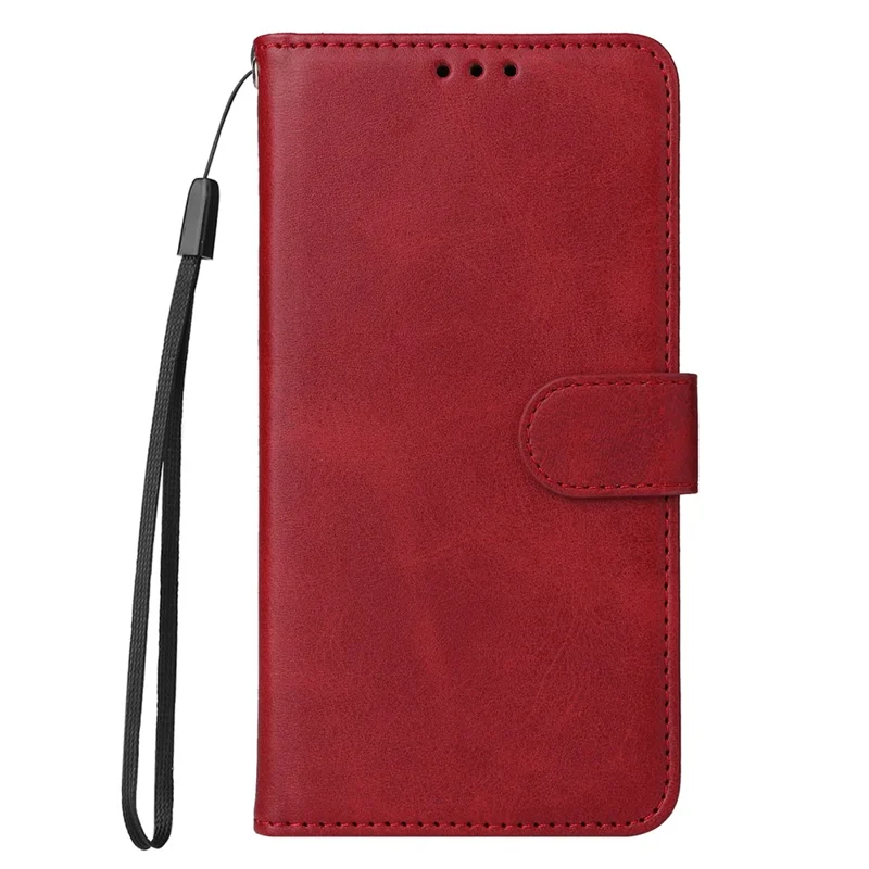 For Huawei Enjoy 60X Calf Texture Leather Case Wallet Stand Cell Phone Cover with Strap - Red