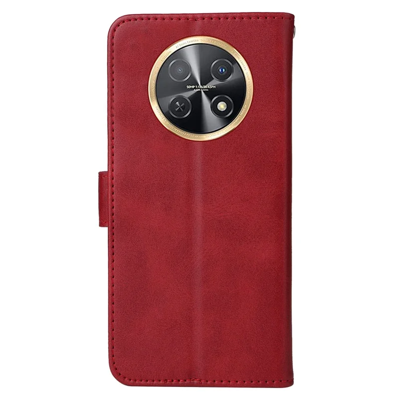 For Huawei Enjoy 60X Calf Texture Leather Case Wallet Stand Cell Phone Cover with Strap - Red