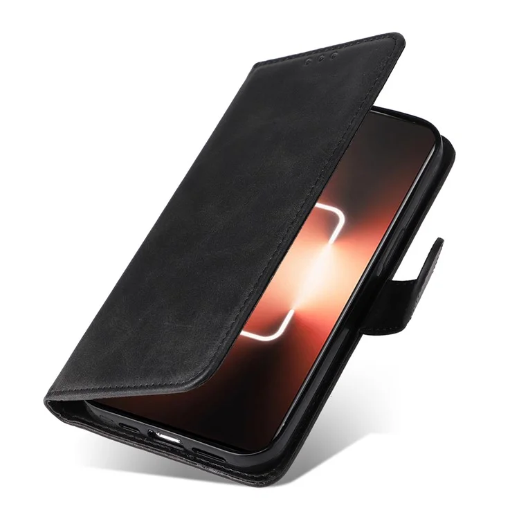 Funda de teléfono móvil para Realme GT Neo 5 5G / GT3 5G Calf Texture Leather Wallet Stand Case con correa - Negro