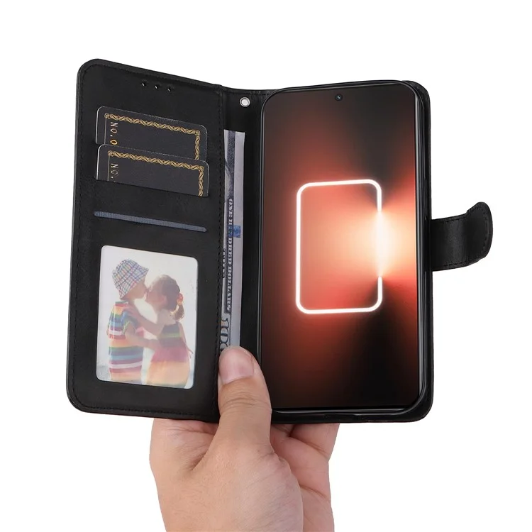 Funda de teléfono móvil para Realme GT Neo 5 5G / GT3 5G Calf Texture Leather Wallet Stand Case con correa - Negro