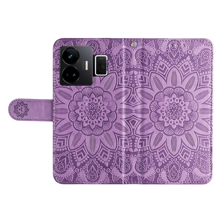 Phone Case for Realme GT Neo 5 5G / GT3 5G Leather Wallet Sunflower Imprinted Phone Stand Cover - Purple