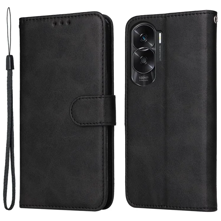 Custodia per cellulare per Honor X50i 5G / 90 Lite 5G Texture Calf Anti-graffio Custodia in pelle PU con supporto e tracolla - Nero