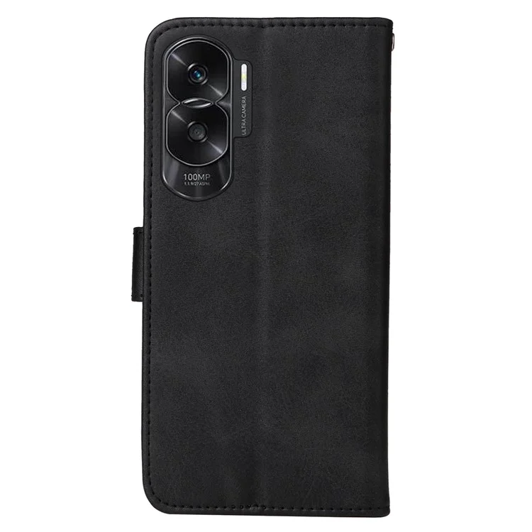 Custodia per cellulare per Honor X50i 5G / 90 Lite 5G Texture Calf Anti-graffio Custodia in pelle PU con supporto e tracolla - Nero