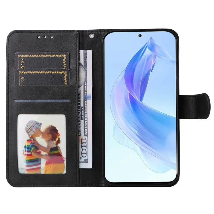 Custodia per cellulare per Honor X50i 5G / 90 Lite 5G Texture Calf Anti-graffio Custodia in pelle PU con supporto e tracolla - Nero