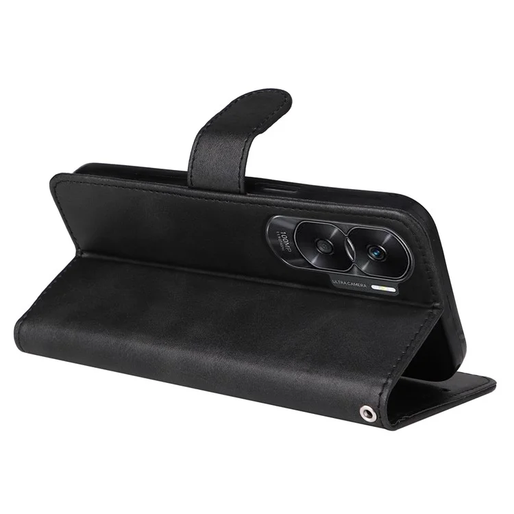Custodia per cellulare per Honor X50i 5G / 90 Lite 5G Texture Calf Anti-graffio Custodia in pelle PU con supporto e tracolla - Nero