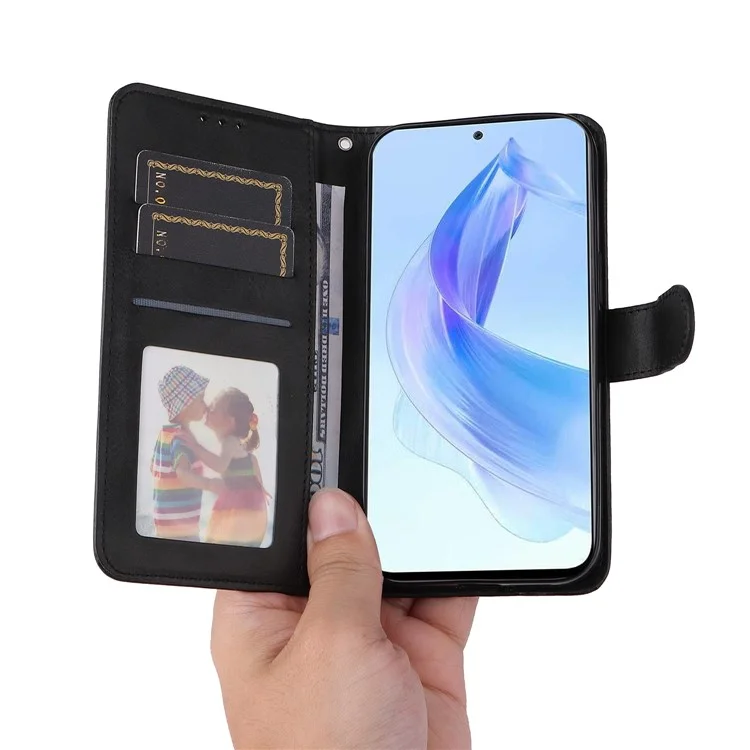 Custodia per cellulare per Honor X50i 5G / 90 Lite 5G Texture Calf Anti-graffio Custodia in pelle PU con supporto e tracolla - Nero